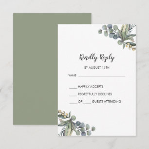 Winter Greenery Simple Mariage Carte RSVP