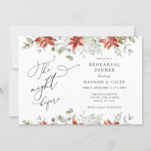 Winter Greenery The Night Before Rehearsal Dinner Invitation