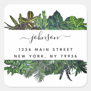 Winter Greenery Tropical Leaves Holiday Square Sticker