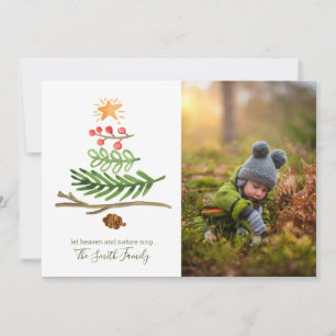 Winter Greenery Watercolor Christmas Tree Card