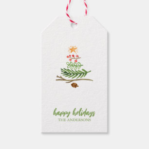 Winter Greenery Watercolor Christmas Tree Gift Ta Tags