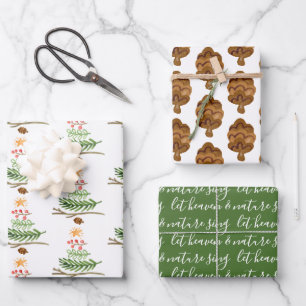 Winter Greenery Watercolor Christmas Tree Wrapping Paper Sheet