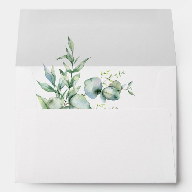 Winter greenery watercolor eucalyptus envelope (Back (Bottom))