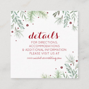Winter Greenery Wedding Details Card