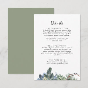 Winter Greenery Wedding Details Enclosure Card