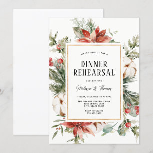 Winter Greenery Wedding Dinner Rehearsal Invitation