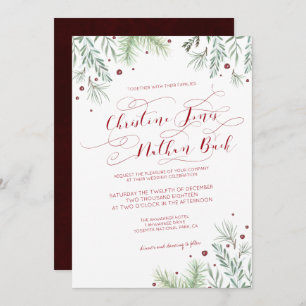 Winter Greenery Wedding Invitation