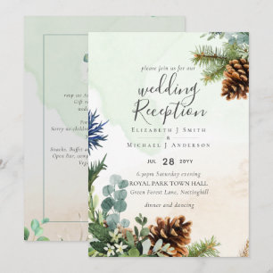 Winter Greenery Wedding RECEPTION Evening Only Invitation