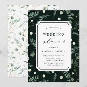 Winter Greenery Wedding Shower Invitation