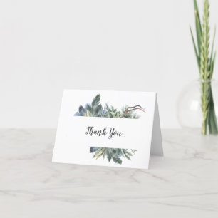 Winter Greenery Wedding Thank You Card