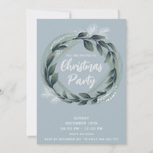 Winter greenery wreath corporate Christmas party Invitation