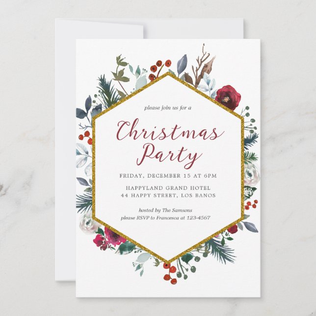 Winter Greens Christmas Party Invitation (Front)