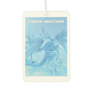 Winter Greetings. Ice dragon with antlers Air Freshener