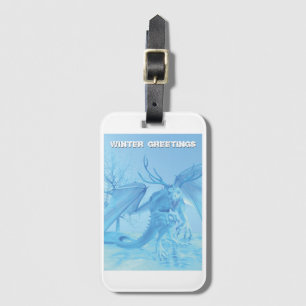 Winter Greetings. Ice dragon with antlers Luggage Tag