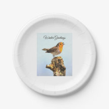 Winter Greetings. Robin singing 