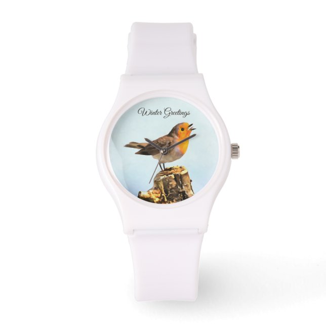 Winter Greetings. Robin singing  Watch (Front)