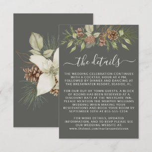 Winter Grey Details RSVP Website Wedding Enclosure Card