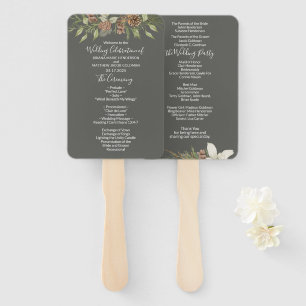 Winter Grey Elegant Script Wedding Program Hand Fan
