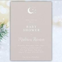 Winter Grey Moon and Stars