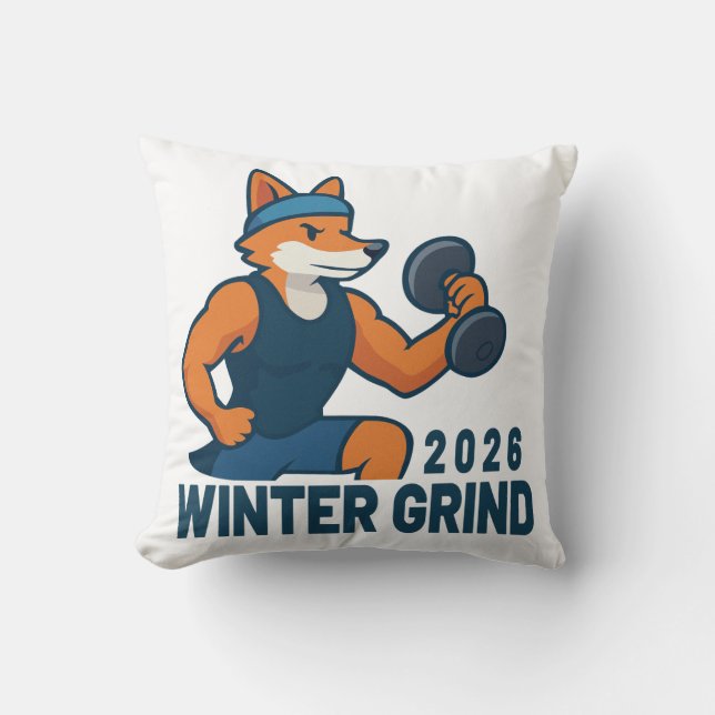 winter grind 2026 throw pillow (Front)