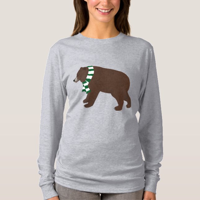 Winter Grizzly Bear Long Sleeve Tshirt (Front)