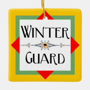 Winter Guard Gold Block  Ceramic Ornament
