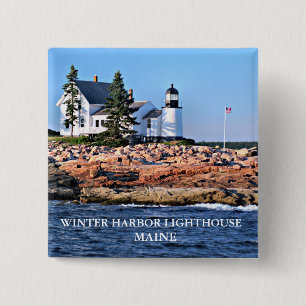 Winter Harbour Lighthouse, Maine 2 Inch Square Button
