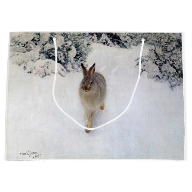Winter Hare (Rabbit), Bruno Liljefors Large Gift Bag (Front)