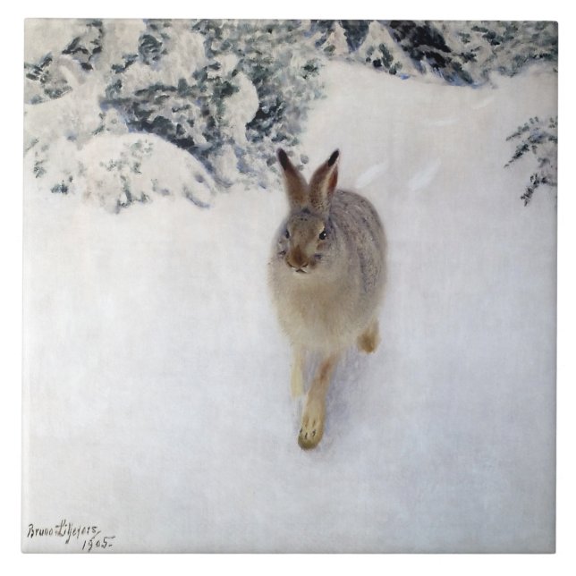Winter Hare (Rabbit), Bruno Liljefors Tile (Front)