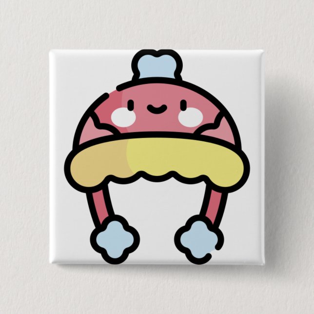 winter hat 2 inch square button (Front)