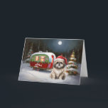Winter Havanese Caravan Christmas Adventure Card<br><div class="desc">Embrace the magic of a snowy winter night as a caravan glides gracefully through the moonlit landscape. The serene beauty of the glistening snow and the enchanting glow of the moon create a captivating scene,  promising an unforgettable Christmas adventure filled with warmth,  joy,  and cherished memories.</div>