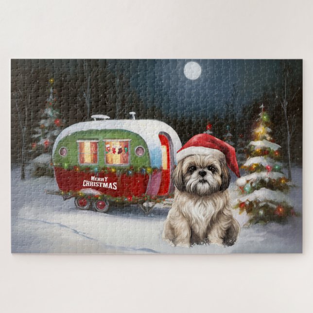 Winter Havanese Caravan Christmas Adventure Jigsaw Puzzle (Horizontal)