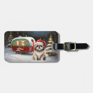 Winter Havanese Caravan Christmas Adventure Luggage Tag
