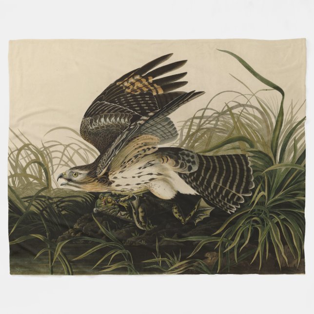 Winter Hawk, John James Audubon's Birds of America Fleece Blanket (Front (Horizontal))