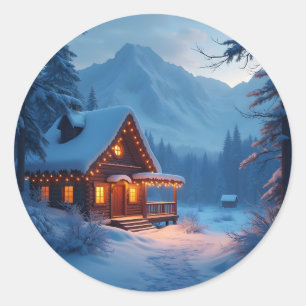 Winter Hearth – Cozy Holiday Cabin Classic Round Sticker