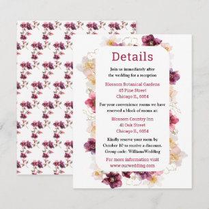 Winter Hellebore Floral Burgundy Wedding Details Enclosure Card
