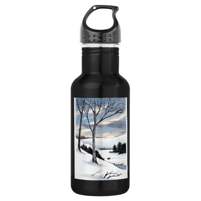 Winter Hillside 532 Ml Water Bottle (Front)