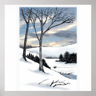 Winter Hillside Poster