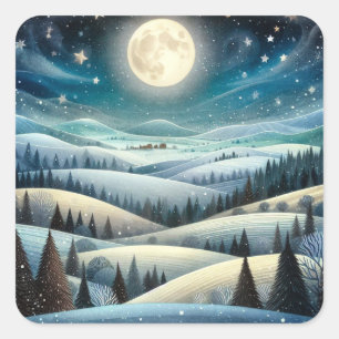 Winter Hillsides Square Sticker