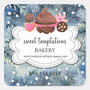 Winter Holiday Assorted Desserts Bakery Packaging  Square Sticker