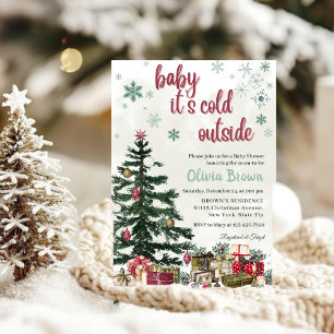 Winter Holiday Baby It’s Cold Outside Baby Shower Invitation