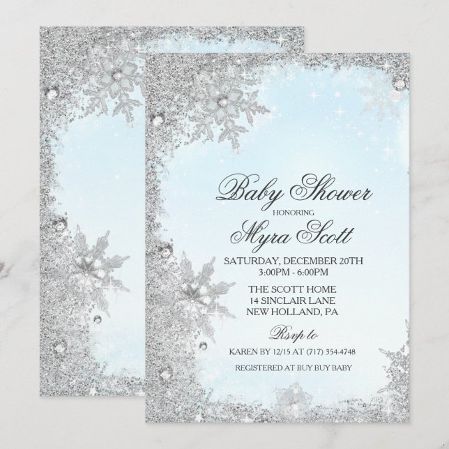 Winter Holiday Baby Shower Invitation (Front/Back)