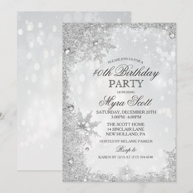 Winter Holiday Birthday Party Invitation (Front/Back)