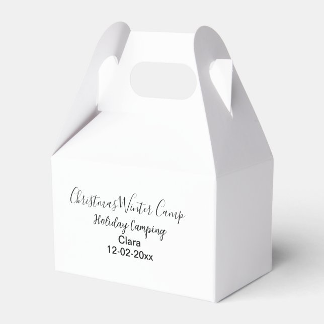 Winter holiday camping custom add name date favor box (Front Side)