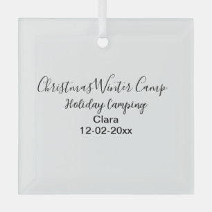 Winter holiday camping custom add name date glass ornament