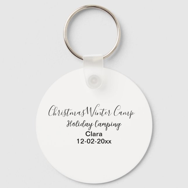 Winter holiday camping custom add name date keychain (Front)