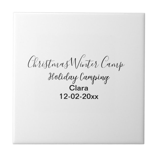 Winter holiday camping custom add name date tile (Front)