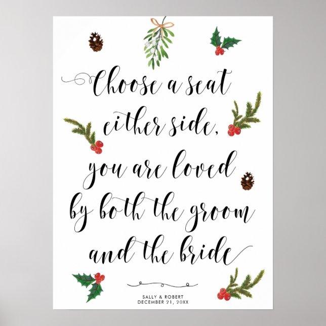 winter holiday choose a seat sign (Front)