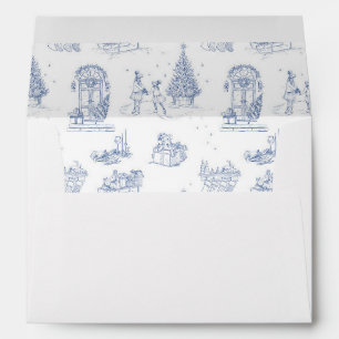 Winter Holiday Christmas Blue White Toile Address Envelope
