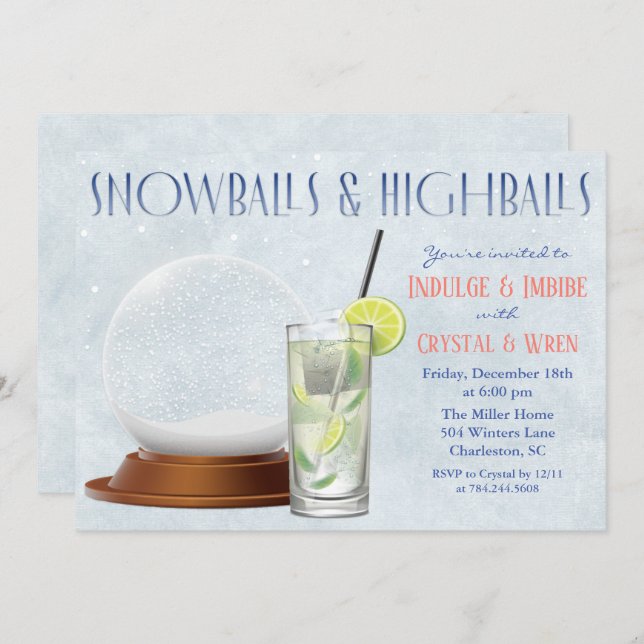 Winter Holiday Christmas Cocktails Invitation (Front/Back)